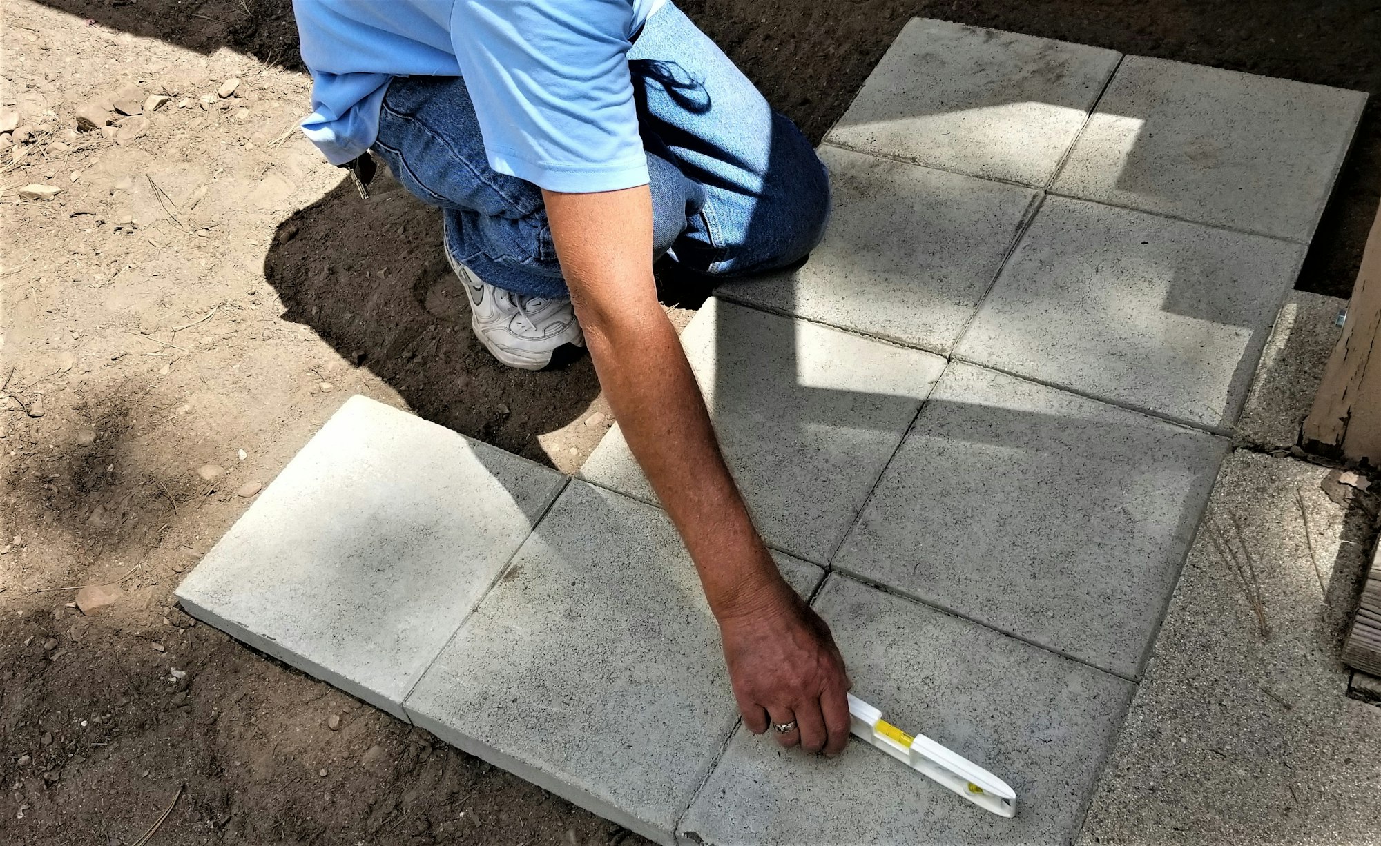 Masonry! Construction Worker Laying Brick Stepping Stones!